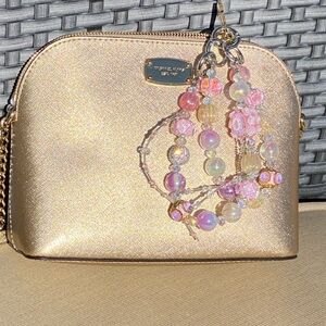 🌸 Luxury Bag/Phone Chain Charm/Keychain Sparkly Fancy Beads Light Pink & Yellow